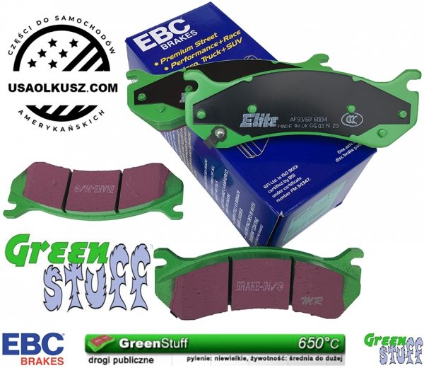 Przednie klocki GreenStuff + NAWIERCANE NACINANE tarcze hamulcowe EBC seria GD GMC Yukon -2006