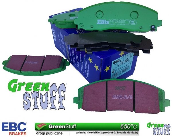 Przednie klocki GreenStuff + NAWIERCANE NACINANE tarcze hamulcowe 330mm EBC seria GD Fiat Freemont 2012-