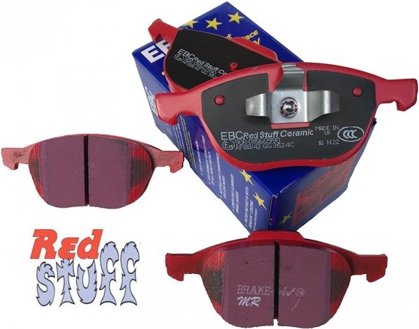 Przednie CERAMICZNE klocki RedStuff + NAWIERCANE NACINANE tarcze hamulcowe 300mm EBC seria GD Ford Escape FWD 2013-2019