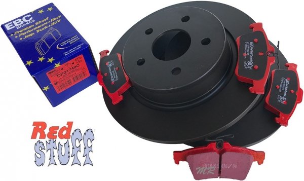 Tylne CERAMICZNE klocki RedStuff + tarcze hamulcowe 280mm EBC seria Premium Ford Kuga 2013-2016
