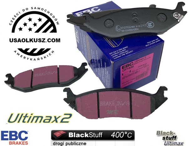 Tylne klocki Ultimax2 + nawiercone nacinane tarcze hamulcowe EBC seria GD Dodge RAM 1500 2003-