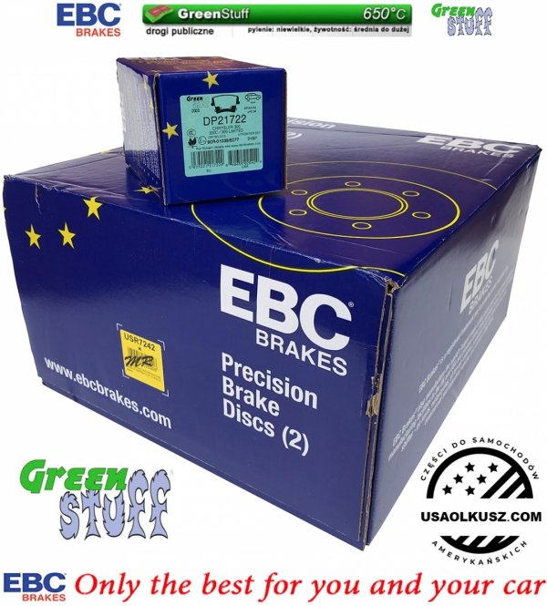 Tylne klocki GreenStuff + NACINANE NIE WENTYLOWANE tarcze hamulcowe EBC seria USR Lancia Thema RWD 3,6 V6