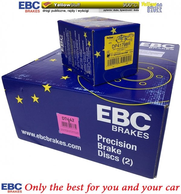 Przednie klocki YellowStuff + tarcze hamulcowe 302mm EBC seria Premium Dodge Journey -2012
