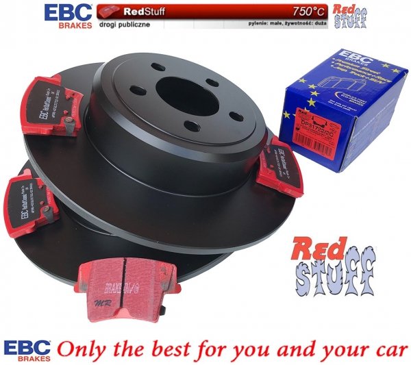 Tylne CERAMICZNE klocki RedStuff + NIE WENTYLOWANE tarcze hamulcowe EBC seria PREMIUM Chrysler 300C RWD