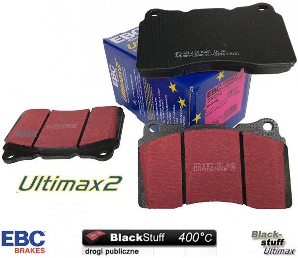 Przednie klocki Ultimax2 + tarcze hamulcowe 355mm EBC seria PREMIUM Ford Mustang 2005-2014