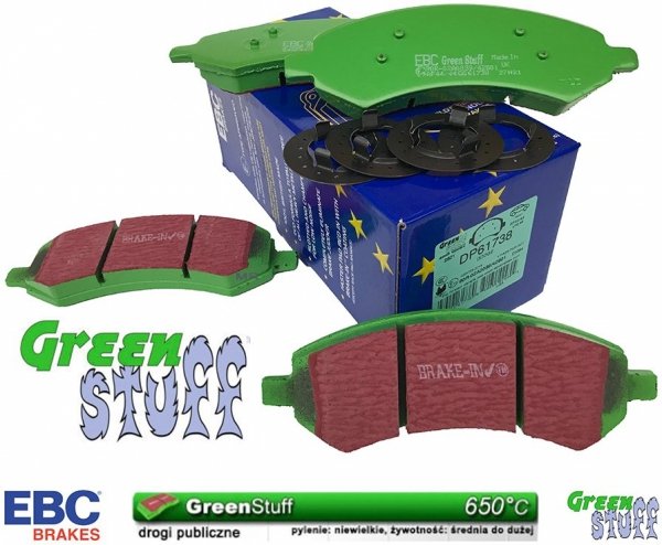 Przednie klocki hamulcowe EBC GreenStuff Dodge RAM 1500 Pickup 5 szpilek 2006-