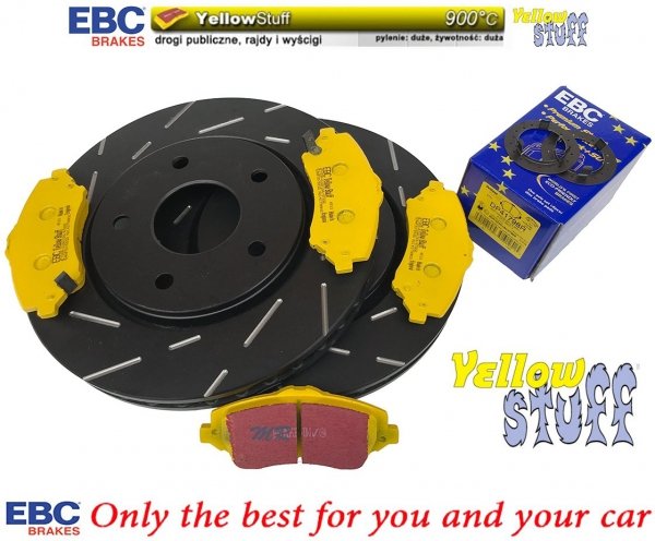 Przednie klocki YellowStuff + NACINANE tarcze hamulcowe 302mm EBC seria USR Dodge Journey -2012