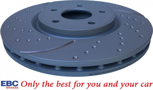 Przednie klocki Ultimax2 + NAWIERCANE NACINANE tarcze hamulcowe 330mm EBC seria GD Chrysler Voyager 2020-