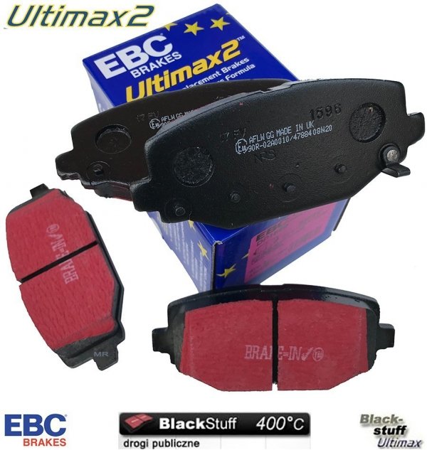 Tylne klocki Ultimax2 + tarcze hamulcowe 328mm EBC seria Premium Chrysler Voyager Town Country 2012-