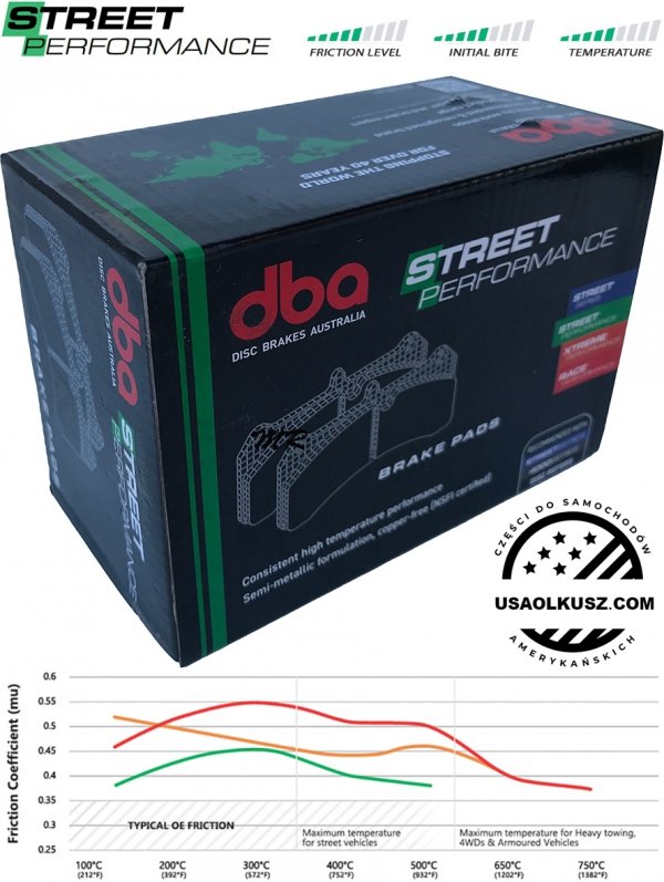 Przednie klocki DBA Street Performance + tarcze hamulcowe 321mm Cadillac CT4
