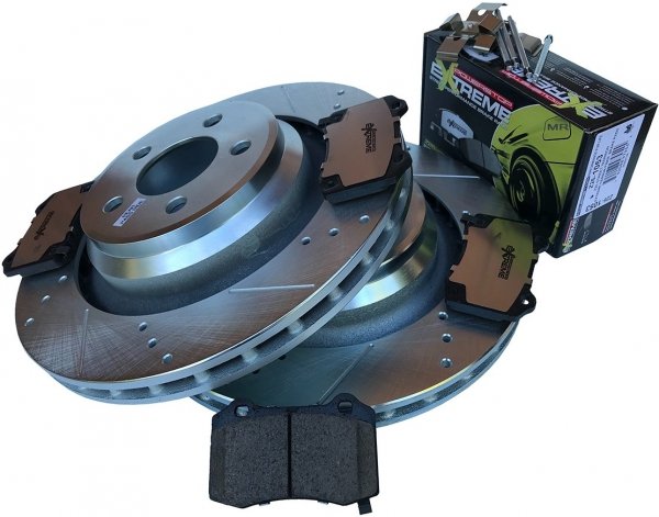 Tylne klocki Z26 + WIERCONE tarcze hamulcowe 350mm POWERSTOP Dodge Challenger SRT Hellcat Scat Pack