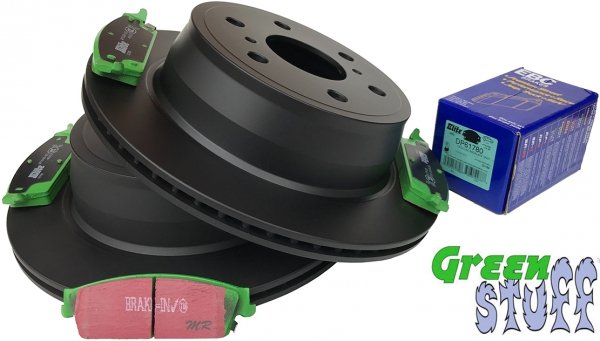 Tylne klocki GreenStuff + tarcze hamulcowe EBC seria PREMIUM GMC Yukon 2007-2020
