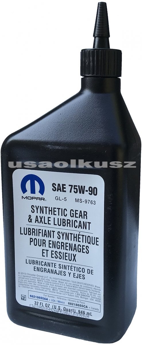 Oryginalny olej PTU 75W90 GL5 MOPAR MS-9763 Chrysler 200 AWD