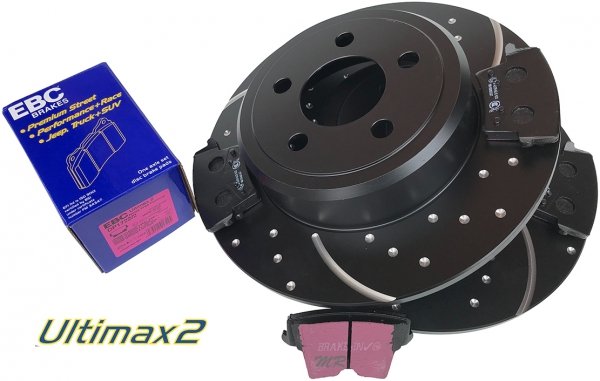 Tylne klocki Ultimax2 + WIERCONE NACINANE tarcze hamulcowe EBC seria GD Chrysler 300C RWD V6