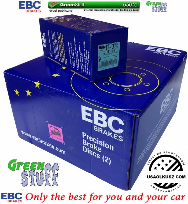 Przednie klocki GreenStuff + tarcze hamulcowe EBC seria PREMIUM Chevrolet Avalanche 2500 2002-2006