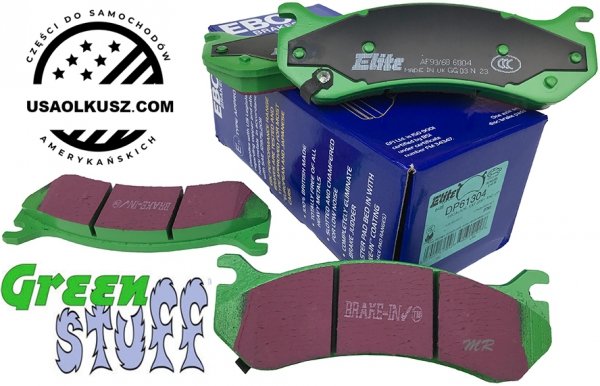 Tylne klocki GreenStuff + NAWIERCANE NACINANE tarcze hamulcowe EBC seria GD GMC Yukon XL 2500 2000-2007