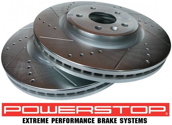 Przednie klocki Z36 + WIERCONE tarcze hamulcowe 325mm POWERSTOP Ford Flex 2012-2019