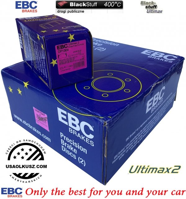 Przednie klocki Ultimax2 + NACINANE tarcze hamulcowe EBC seria USR GMC Savana -2008