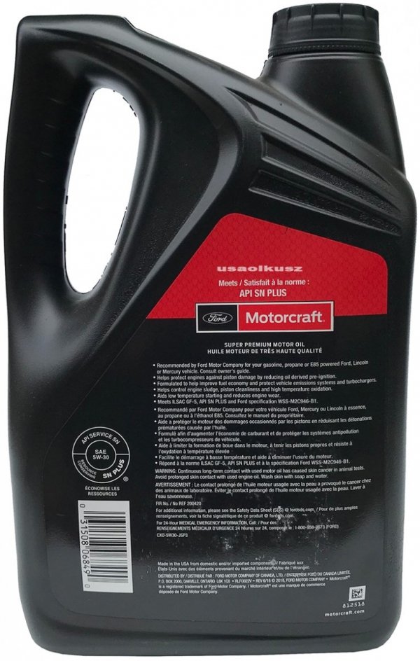 Oryginalny filtr oraz syntetyczny olej silnikowy Motorcraft 5W30 Ford Mustang 4,0 V6