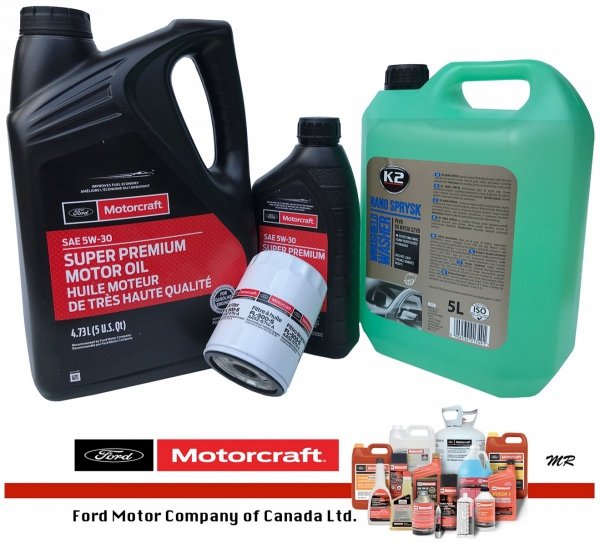 Oryginalny filtr oraz syntetyczny olej silnikowy Motorcraft 5W30 Ford Expedition 3,5 V6