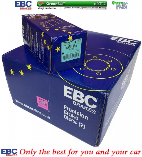 Przednie klocki GreenStuff + tarcze hamulcowe 325mm EBC seria Premium Ford Explorer 2011-2019