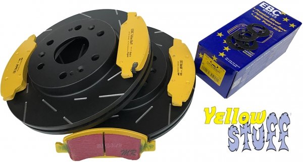 Przednie klocki YellowStuff + NACINANE tarcze hamulcowe 330mm EBC seria USR Chevrolet Express 1500 2009-2014