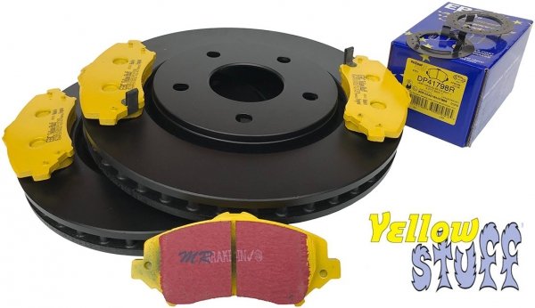 Przednie klocki YellowStuff + tarcze hamulcowe 302mm EBC seria Premium Dodge Journey -2012