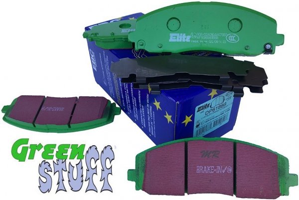 Przednie klocki GreenStuff + NAWIERCANE NACINANE tarcze hamulcowe 330mm EBC seria GD Chrysler Voyager Town Country 2012-2016