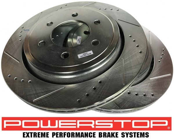 Tylne klocki Z36 + WIERCONE tarcze hamulcowe 6 szpilek automatyczny ręczny POWERSTOP Ford F-150 F150 2015-2017