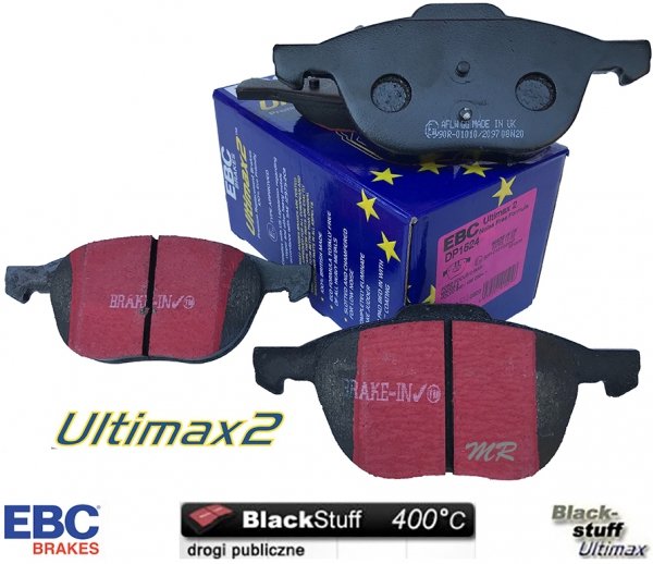 Przednie klocki Ultimax2 + tarcze hamulcowe 300mm EBC seria Premium Ford Escape FWD 2013-2019