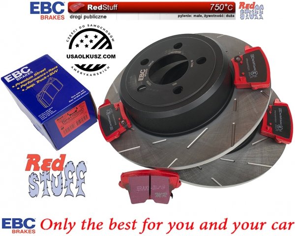 Tylne CERAMICZNE klocki RedStuff + NACINANE NIE WENTYLOWANE tarcze hamulcowe EBC seria USR Lancia Thema RWD 3,6 V6