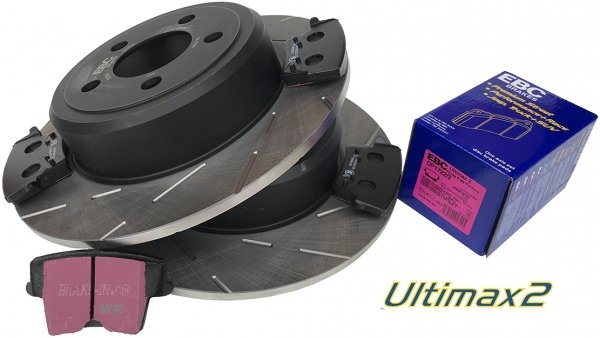 Tylne klocki Ultimax2 + NACINANE NIE WENTYLOWANE tarcze hamulcowe EBC seria GD Chrysler 300C RWD V6