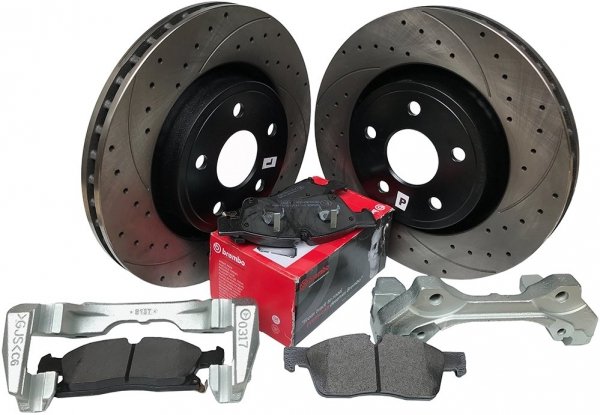 Przednie klocki BREMBO + WIERCONE tarcze hamulcowe HD  Dodge Durango 3,6 V6 2011-