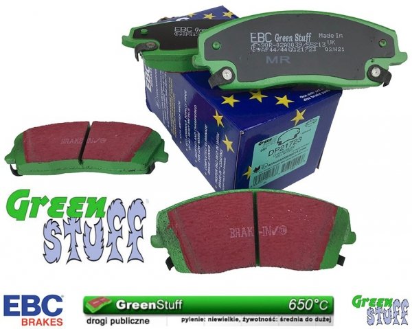 Przednie klocki GreenStuff + NACINANE tarcze hamulcowe 320mm EBC seria USR Dodge Charger RWD V6