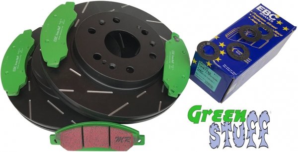 Przednie klocki GreenStuff + NACINANE tarcze hamulcowe 330mm EBC seria USR GMC Yukon 2007-2008