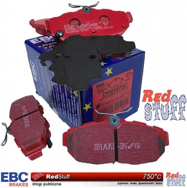 Tylne CERAMICZNE  klocki RedStuff + NACINANE tarcze hamulcowe EBC seria BSD Ford Mustang 2005-2014