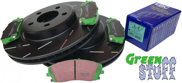 Przednie klocki GreenStuff + NACINANE tarcze hamulcowe 320mm EBC seria USR Dodge Charger RWD V6