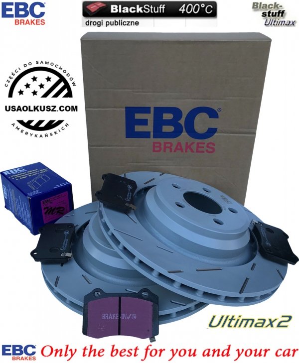 Tylne klocki Ultimax2 + NACINANE tarcze hamulcowe 350mm EBC seria USR Dodge Charger SRT Scat Pack Hellcat