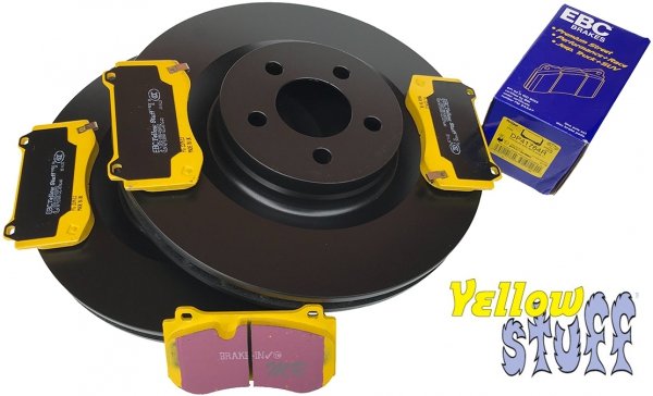 Przednie klocki YellowStuff + tarcze hamulcowe 360mm EBC seria PREMIUM Dodge Magnum 6,1 V8 SRT