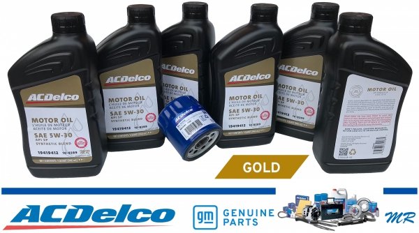 Filtr + olej silnikowy ACDelco Gold Synthetic Blend 5W30 API SP GF-6 Cadillac CTS V8 2004-2006