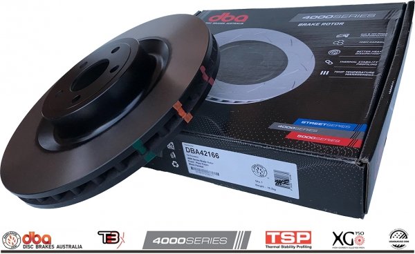 Przednie klocki XTREME PERFORMANCE + tarcze hamulcowe DBA seria 4000 Ford Mustang 5,0 V8 2015-