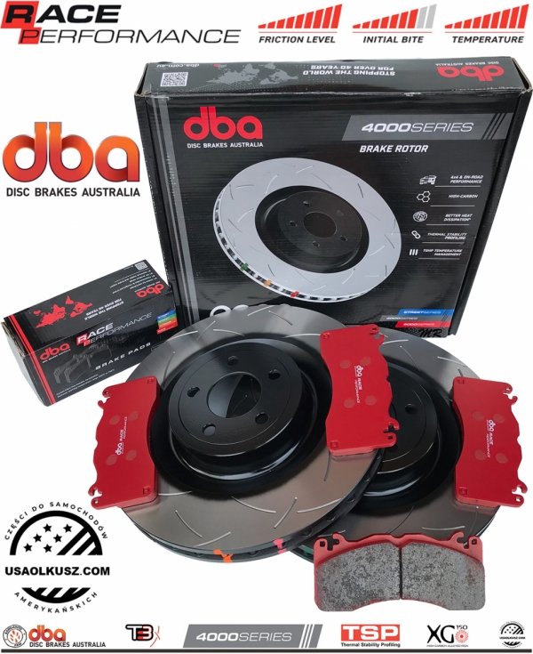 Przednie klocki RACE PERFORMANCE + tarcze hamulcowe DBA seria 4000 T3 Ford Mustang 5,0 V8 2015-