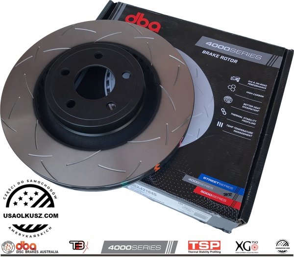 Przednie klocki DBA Xtreme Performance + NACINANE tarcze hamulcowe 352mm DBA seria 4000 T3 Ford Mustang 2015-