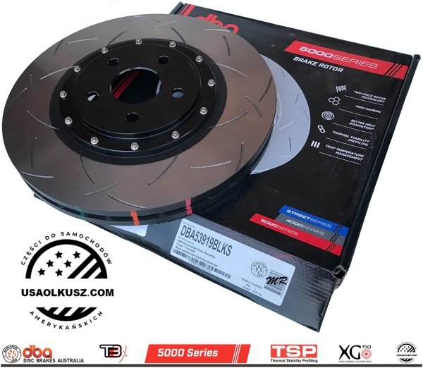 Przednie klocki PowerStop Z36 + pływające dwuczęściowe tarcze hamulcowe 400mm DBA T3 series 5000 Dodge Durango SRT Hellcat 6,2 V8 Supercharged