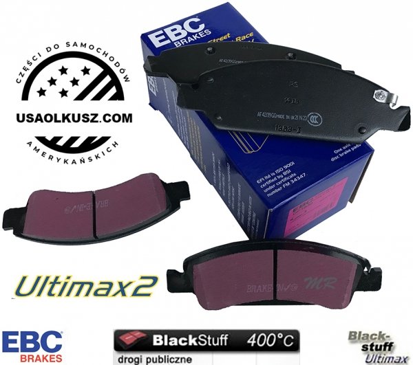 Przednie klocki Ultimax2 + NACINANE tarcze hamulcowe 330mm EBC seria USR GMC Sierra 1500 2008-2019