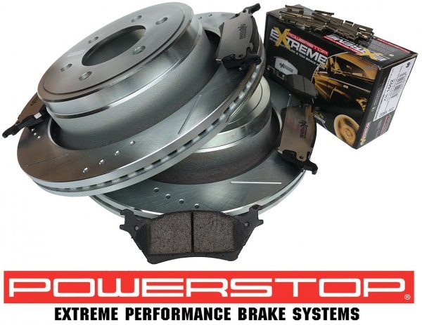 Tylne klocki Z36 + WIERCONE tarcze hamulcowe 6 szpilek manualny ręczny POWERSTOP Ford F-150 F150 2012-
