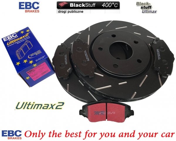 Przednie klocki Ultimax2 + NACINANE tarcze hamulcowe 302mm EBC seria USR Dodge Journey -2012