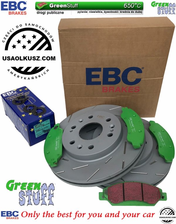 Przednie klocki GreenStuff + NACINANE tarcze hamulcowe 330mm EBC seria USR GMC Yukon 2007-2008