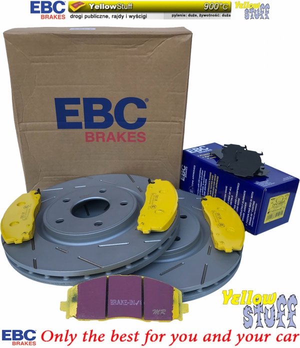 Przednie klocki YellowStuff + NACINANE tarcze hamulcowe 330mm EBC seria USR Dodge Journey 2012-