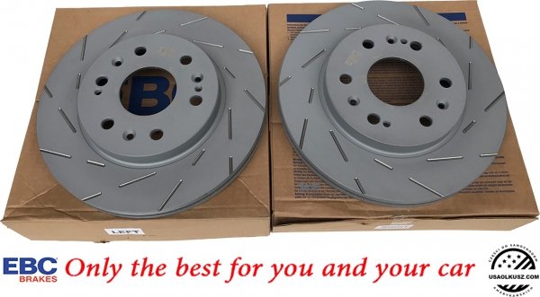 Przednie klocki Ultimax2 + NACINANE tarcze hamulcowe 330mm EBC seria USR Cadillac XTS